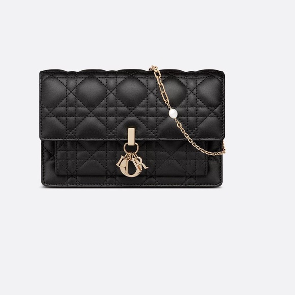 Dior Quilted Black Clutch with Gold Chain - Picture 1 of 1